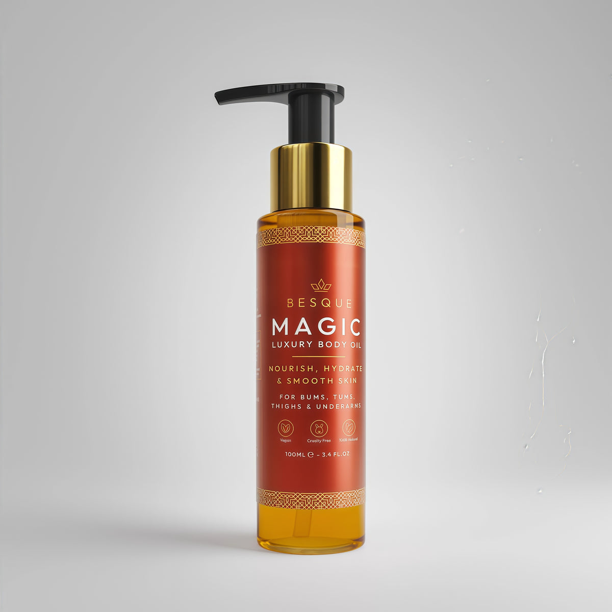 Besque Original Magic Body Oil - Hydrating Body Oils for Women - 3.4 FL OZ Skin Care Body Oils for Women That Plump, Tighten & Firm Skin With Natural Ingredients, Made in UK